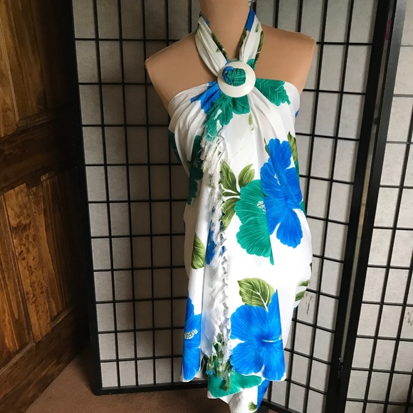Rima Other - SARONG WITH BUCKLE, FLORAL VERSATILE, BATHING SUIT COVER-UP, WRAP, DRESS, SHAWL